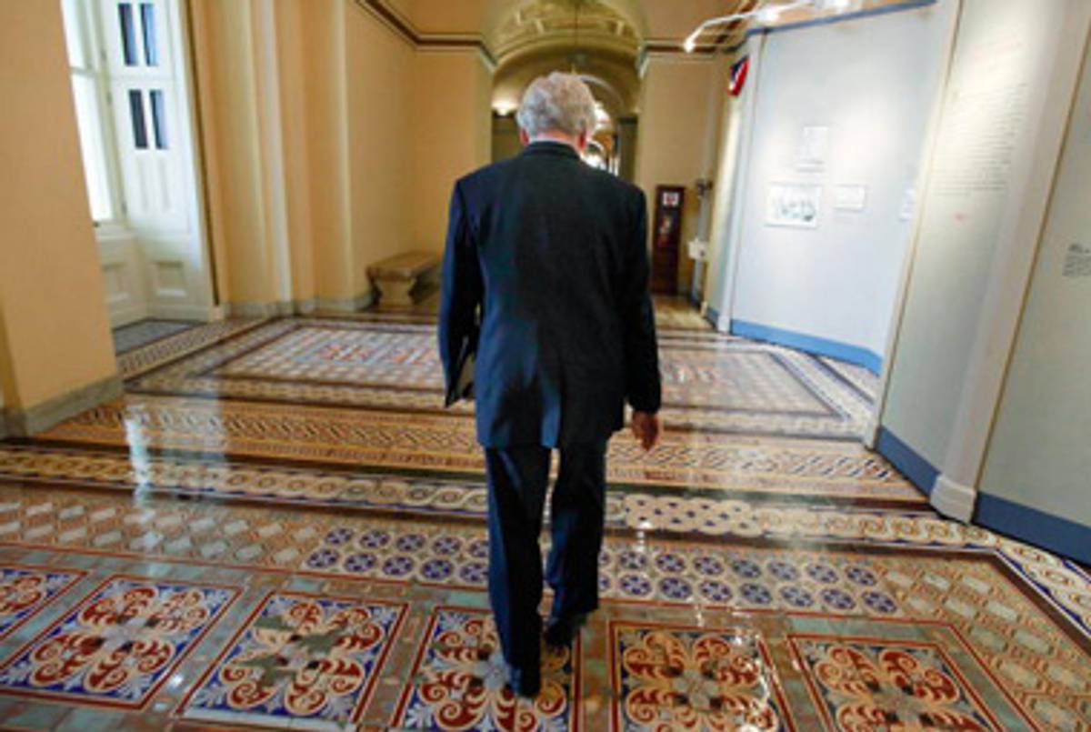 Lieberman leaving a press conference in the U.S. Capitol last week.(Mark Wilson/Getty Images)
