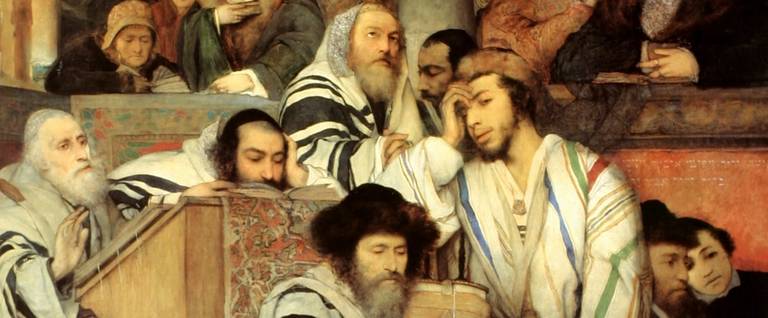 Maurycy Gottlieb's painting of 'Jews praying in the Synagogue on Yom Kippur'