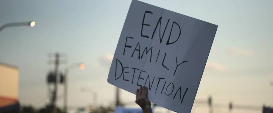 Demonstrators hold a rally in Chicago's Little Village neighborhood calling for the elimination of the U.S. Immigration and Customs Enforcement (ICE) agency and an end to family detentions, on June 29, 2018.