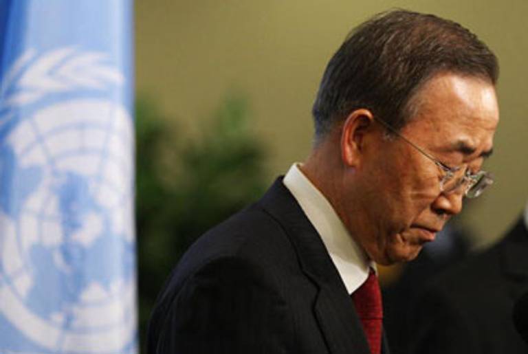 Secretary-General Ban Ki-moon in New York yesterday.(Mario Tama/Getty Images)