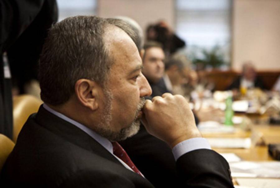 Lieberman at a cabinet meeting last month.(Tomer Appelbaum - Pool/Getty Images)