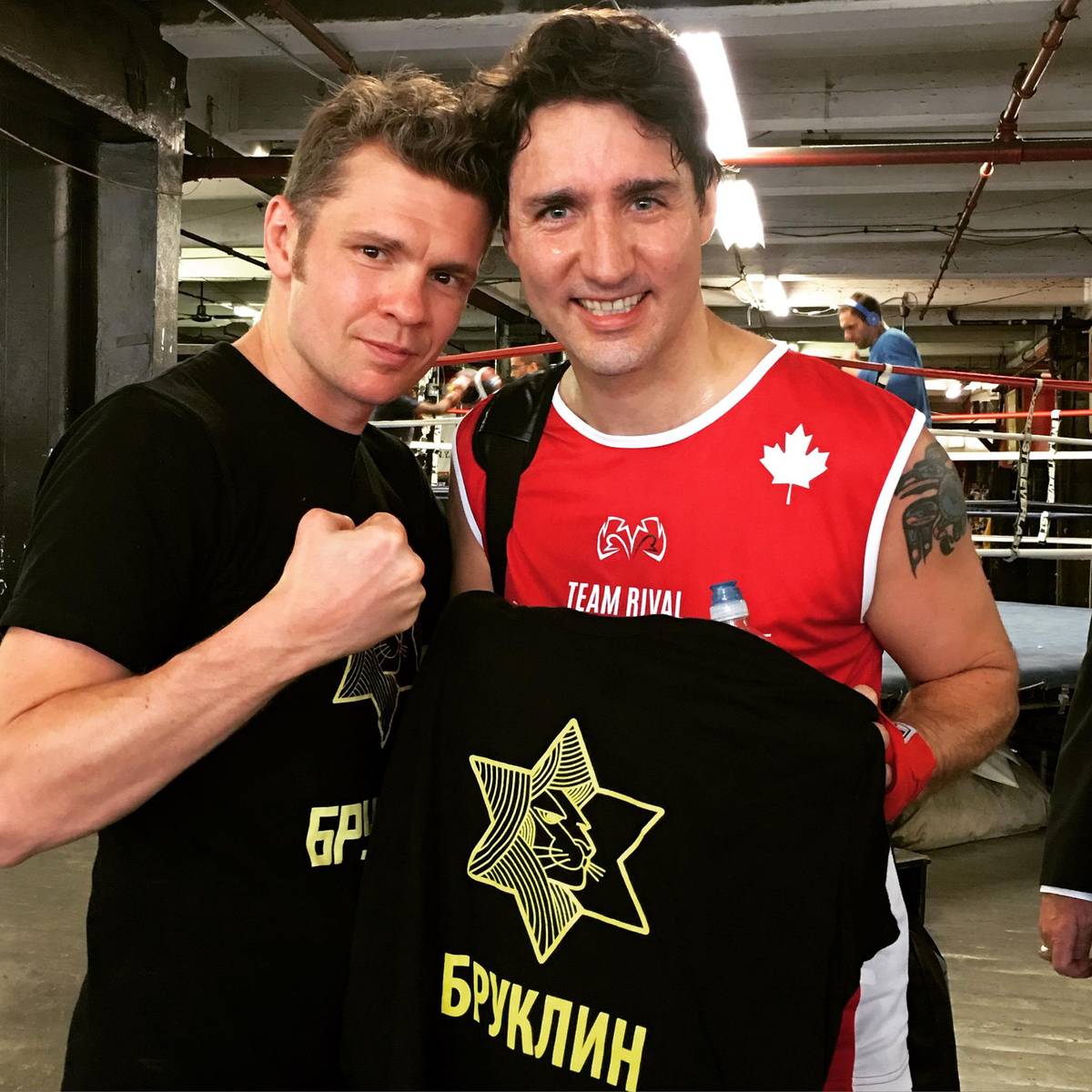 Foreman (L) and Canadian PM Justin Trudeau (Facebook)