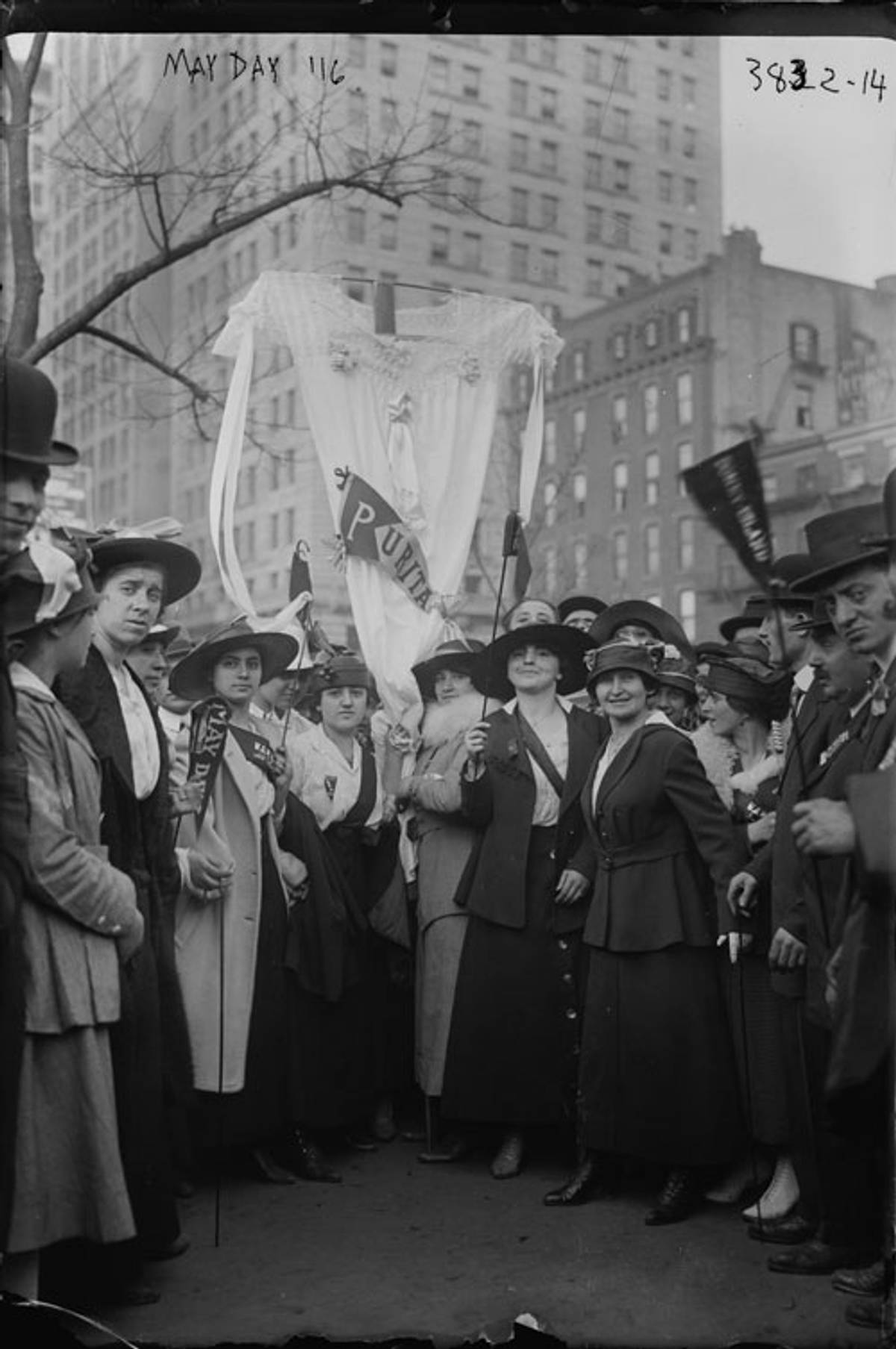 Garment workers from the Puritan Underwear Company participating in the 1916 May Day parade in New York City (Photo: Library of Congress)