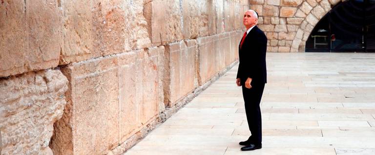 Vice President Mike Pence visits Jerusalem's Western Wall on January 23, 2018.