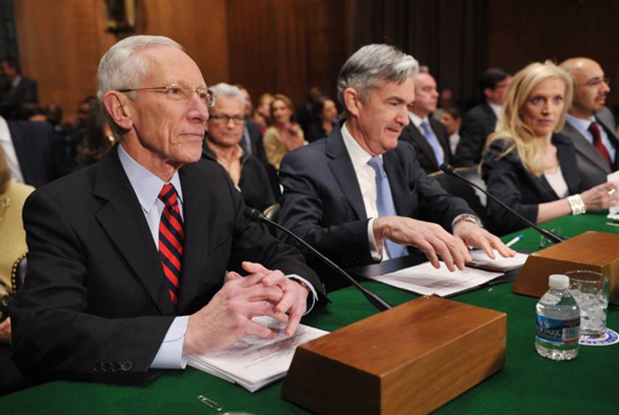 Stanley Fischer testifying to the Senate Banking, Housing, and Urban Affairs Committee on his nomination to be the vice chairman of the Board of Governors of the Federal Reserve System on March 13, 2014 on Capitol Hill in Washington, DC. (MANDEL NGAN/AFP/Getty Images)