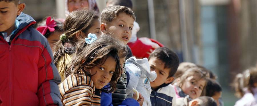 Children at a Syrian refugee camp in Sidon, Lebanon, in March 2015
