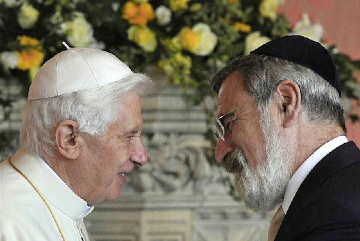 (The Pope with Lord Jonathan Sacks)