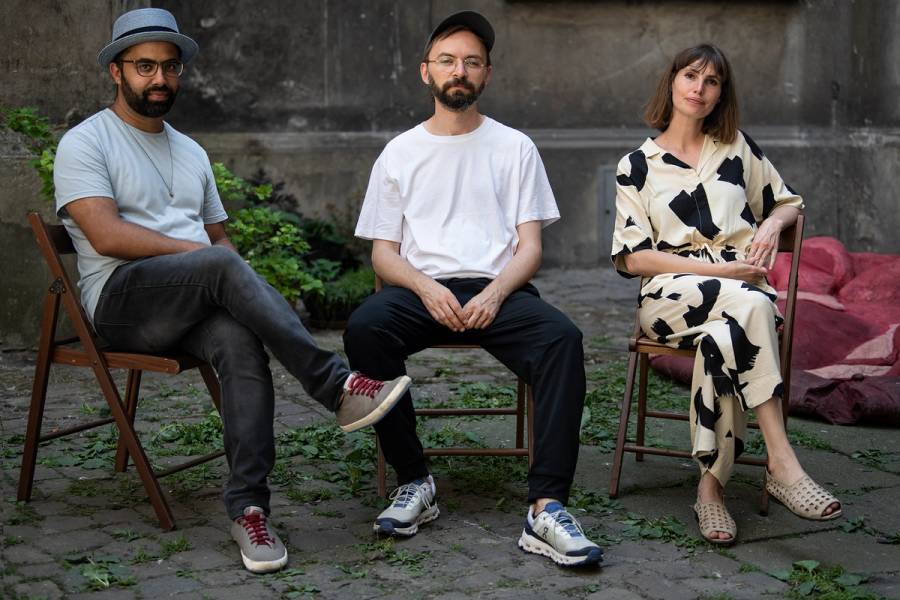 From left: Meydad Eliyahu, Paweł Kowalewski, and Yael Sherill, who curate Maiseh, a series of site-specific art projects that ran throughout Krakow's Jewish Culture Festival