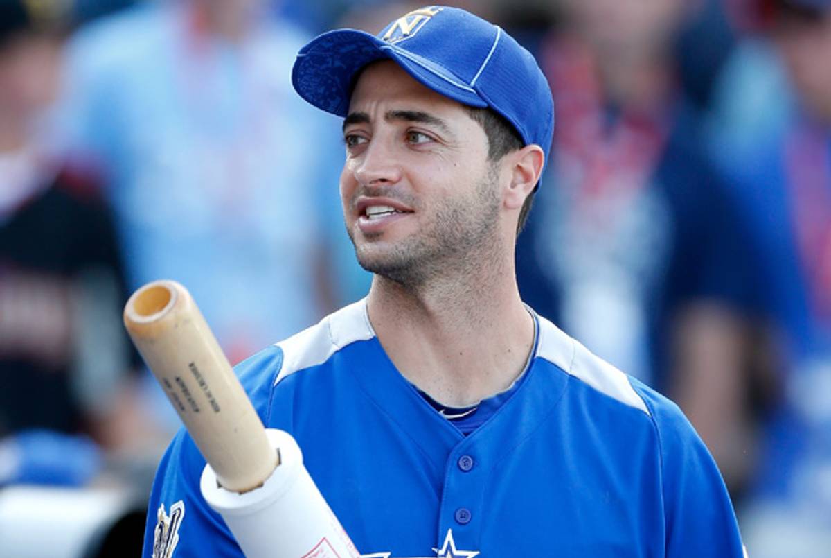 Ryan Braun yesterday in National League attire.(Jamie Squire/Getty Images)