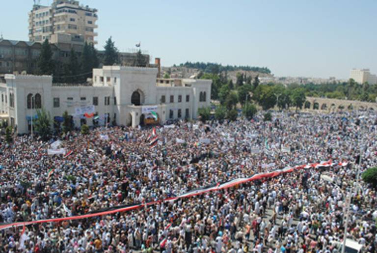 A massive protest on Friday in Hama.(-/AFP/Getty Images)