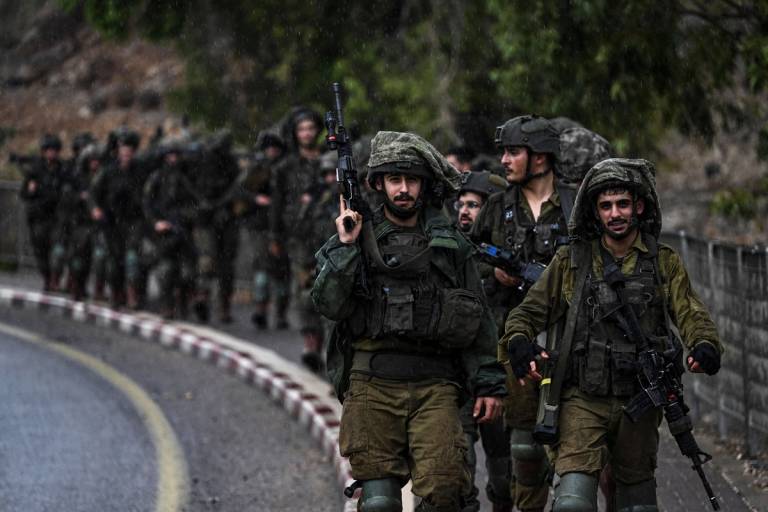 Israel Defense Forces soldiers patrol an undisclosed area on Oct. 15, 2023