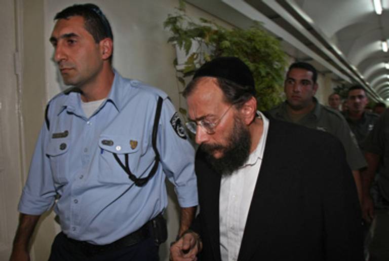 Avrohom Mondrowitz arriving for a 2007 extradition hearing in Jerusalem.(Brian Hendler/Getty Images)