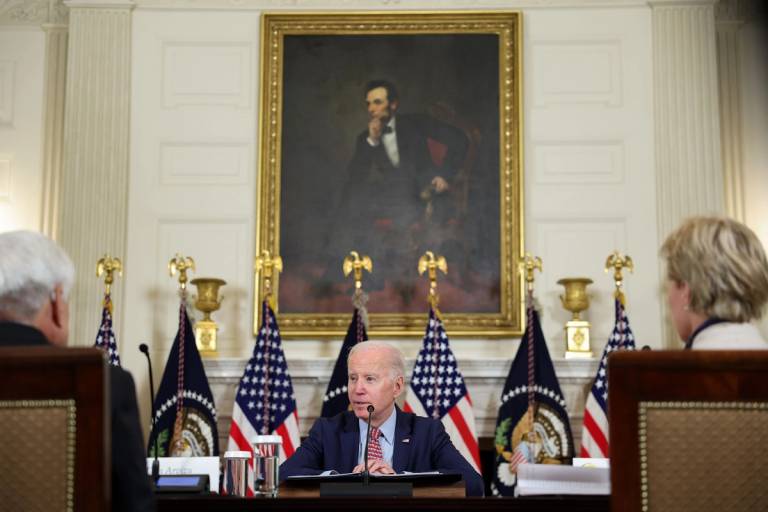 President Joe Biden holds a meeting with his science and technology advisors at the White House on April 04, 2023 in Washington, DC. Biden met with the group to discuss the advancement of American science, technology, and innovation, including artificial intelligence.